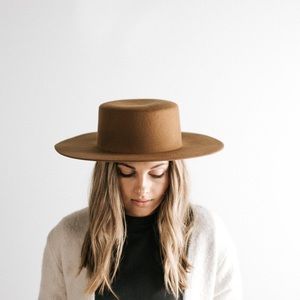 Gigi Pip Dahlia Boater-  Brown NIB